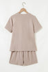 Textured Waffle Knit Patchwork Two Piece Short Set