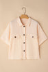Textured Waffle Knit Short Sleeve Button Down Shirt