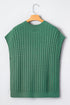 Textured Waffle Knit Short Sleeve Crew Neck Sweater