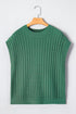 Textured Waffle Knit Short Sleeve Crew Neck Sweater