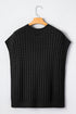 Textured Waffle Knit Short Sleeve Crew Neck Sweater