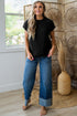 Textured Waffle Knit Short Sleeve Crew Neck Sweater