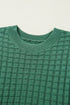 Textured Waffle Knit Short Sleeve Crew Neck Sweater