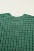 Textured Waffle Knit Short Sleeve Crew Neck Sweater