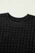 Textured Waffle Knit Short Sleeve Crew Neck Sweater