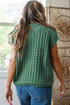 Textured Waffle Knit Short Sleeve Crew Neck Sweater