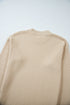 Textured Waffle Knit Split Cuff Crew Neck Sweater