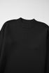 Textured Waffle Knit Split Cuff Crew Neck Sweater