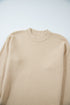 Textured Waffle Knit Split Cuff Crew Neck Sweater