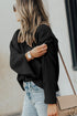 Textured Waffle Knit Split Cuff Crew Neck Sweater