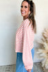 Textured Waffle Knit Stripe Dropped Shoulder Top