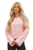 Textured Waffle Knit Stripe Dropped Shoulder Top