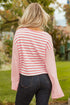 Textured Waffle Knit Stripe Dropped Shoulder Top