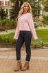 Textured Waffle Knit Stripe Dropped Shoulder Top