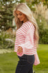 Textured Waffle Knit Stripe Dropped Shoulder Top