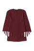 Textured Waffle Knit Striped Cuff Long Sleeve Top