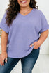 Textured Waffle Knit V Neck Short Sleeve Plus Size Top