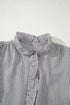 Textured Waffle Ruffle Placket Flutter Sleeve Blouse