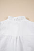 Textured Waffle Ruffle Placket Flutter Sleeve Blouse