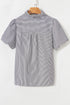 Textured Waffle Ruffle Placket Flutter Sleeve Blouse