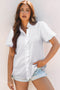 Textured Waffle Ruffle Placket Flutter Sleeve Blouse