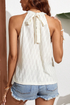 Textured Wavy Knit High Neck Sleeveless Halter Top
