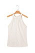 Textured Wavy Knit High Neck Sleeveless Halter Top