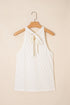 Textured Wavy Knit High Neck Sleeveless Halter Top