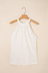 Textured Wavy Knit High Neck Sleeveless Halter Top