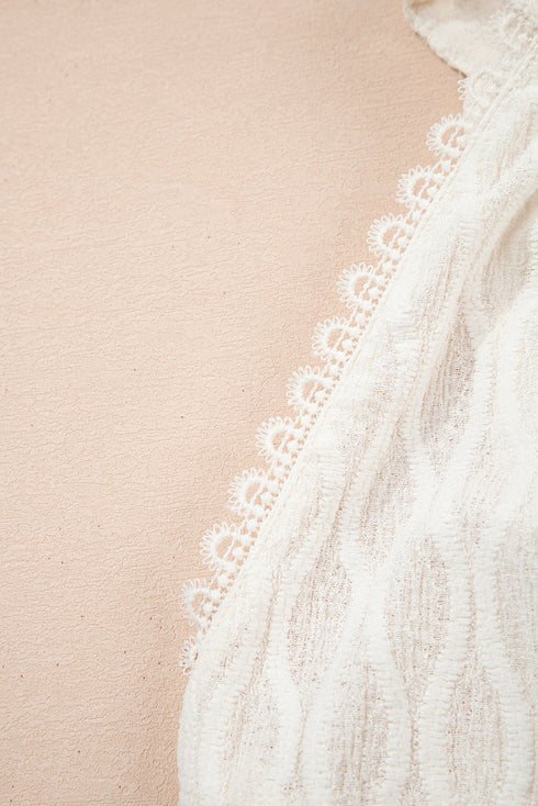 Textured Wavy Knit High Neck Sleeveless Halter Top