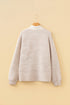 Textured Wavy Knit Quarter Zip Long Sleeve Pullover
