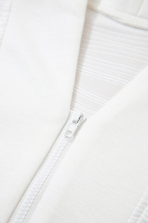 Textured Wavy Knit Quarter Zip Long Sleeve Pullover