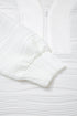 Textured Wavy Knit Quarter Zip Long Sleeve Pullover