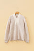 Textured Wavy Knit Quarter Zip Long Sleeve Pullover