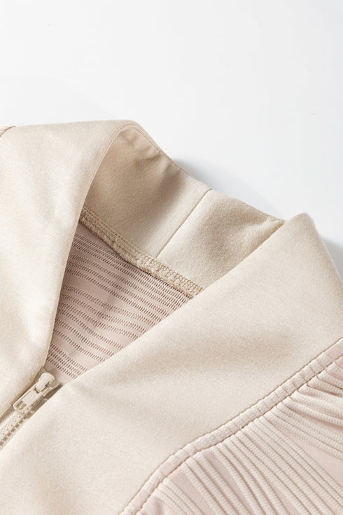 Textured Wavy Knit Quarter Zip Long Sleeve Pullover