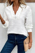 Textured Wavy Knit Quarter Zip Long Sleeve Pullover