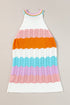 Textured Wavy Stripe Knit High Neck Halter Top