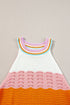 Textured Wavy Stripe Knit High Neck Halter Top