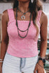 Textured Western Jacquard Square Neck Slim Tank Top