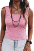 Textured Western Jacquard Square Neck Slim Tank Top