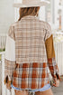 Textured Western Patchwork Corduroy Pocket Plaid Shacket