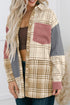 Textured Western Patchwork Corduroy Pocket Plaid Shacket