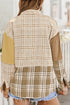 Textured Western Patchwork Corduroy Pocket Plaid Shacket