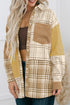 Textured Western Patchwork Corduroy Pocket Plaid Shacket