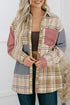 Textured Western Patchwork Corduroy Pocket Plaid Shacket