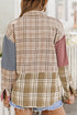 Textured Western Patchwork Corduroy Pocket Plaid Shacket