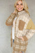 Textured Western Patchwork Corduroy Pocket Plaid Shacket