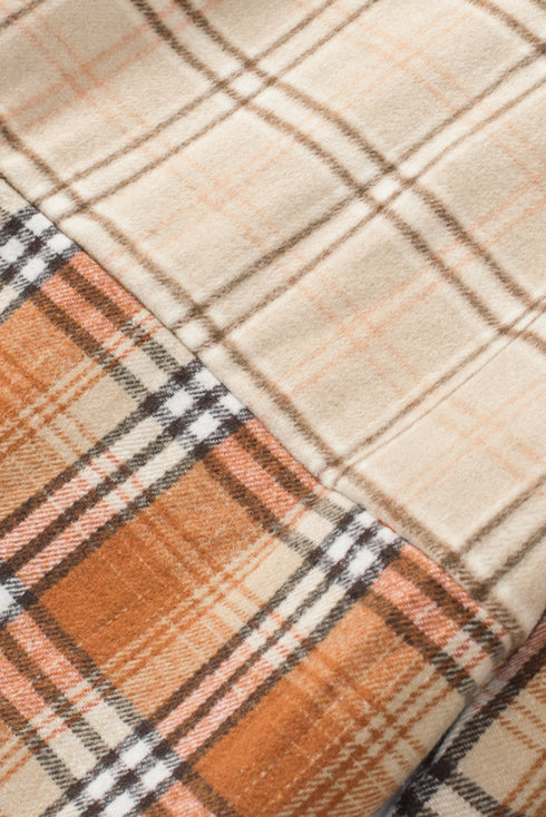 Textured Western Patchwork Corduroy Pocket Plaid Shacket