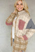 Textured Western Patchwork Corduroy Pocket Plaid Shacket
