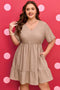 Textured Western Ruffled Short Sleeve A Line Mini Dress